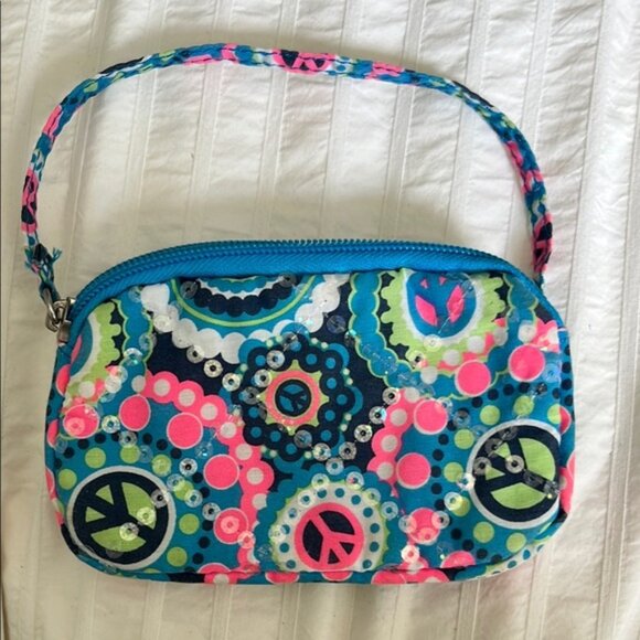 Justice Blue and Pink Clutch with Vibrant Pattern - Picture 2 of 11